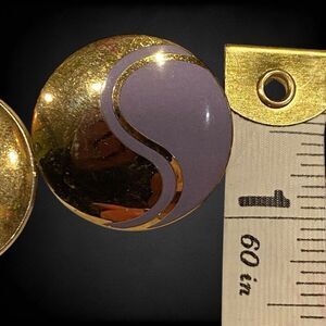 Laurel Burch Purple Gold Ying Yang Post Earrings